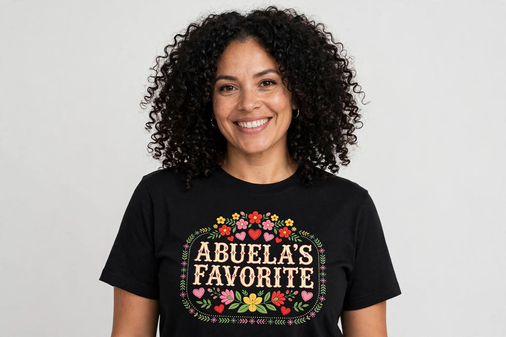 Abuela's Favorite Shirt, Mexican Embroidery Floral Tee, Latina Grandma Gift, Orgullo Latino Shirt