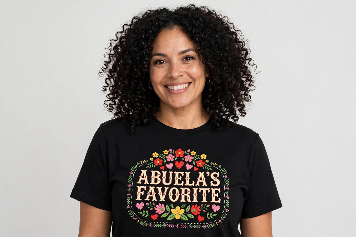 Abuela's Favorite Shirt, Mexican Embroidery Floral Tee, Latina Grandma Gift, Orgullo Latino Shirt