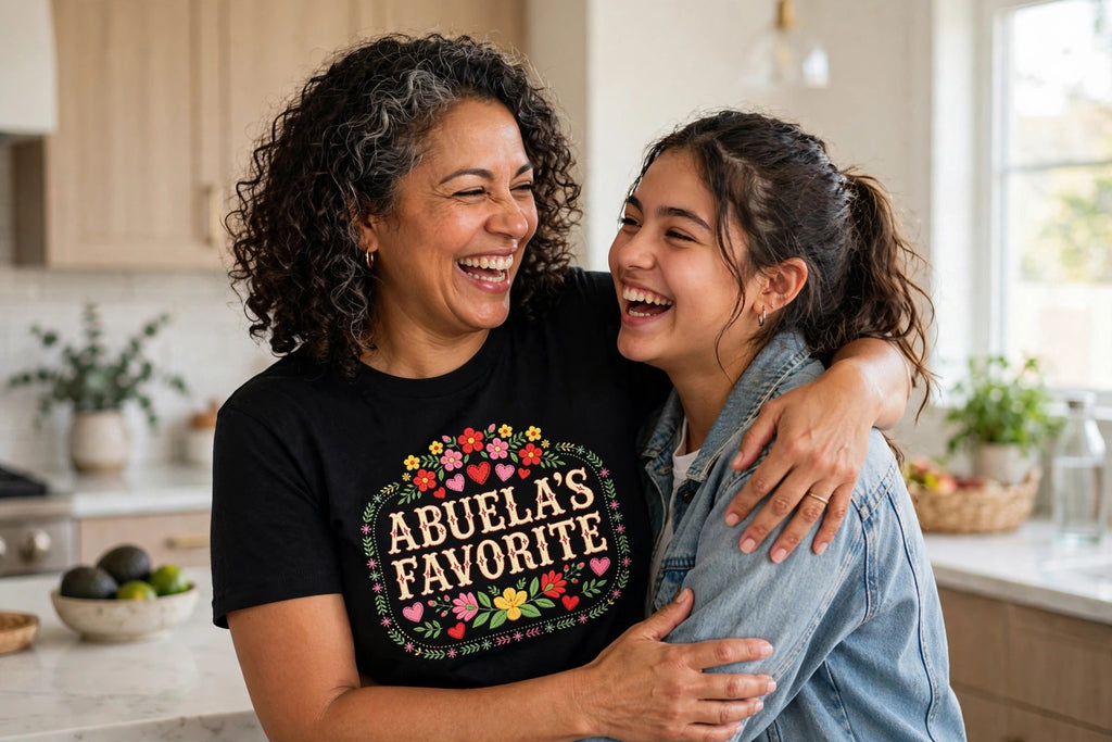Abuela's Favorite Shirt, Mexican Embroidery Floral Tee, Latina Grandma Gift, Orgullo Latino Shirt