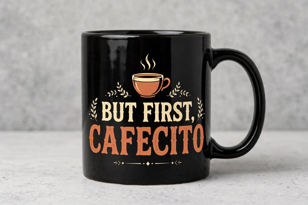 But First, Cafecito Mug | Taza Negra Latina Divertida