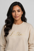 Latina Gold Script Sweatshirt | Sudadera Crema Latina Elegante