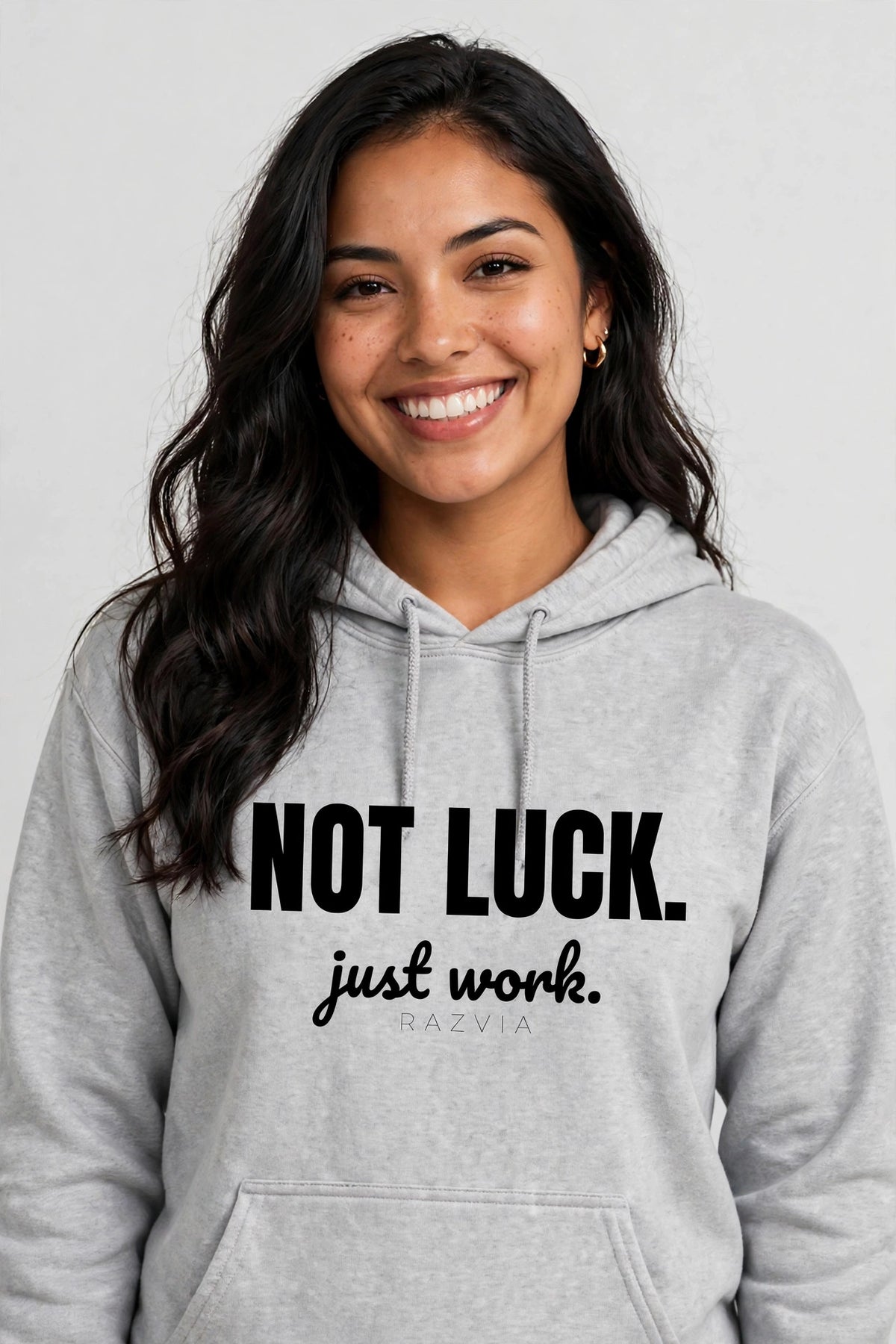 Not Luck Just Work Hoodie | Motivational Streetwear Hoodie for Women | Inspirational Quote Hoodie | Maroon Hoodie Gift for Her | Razvia