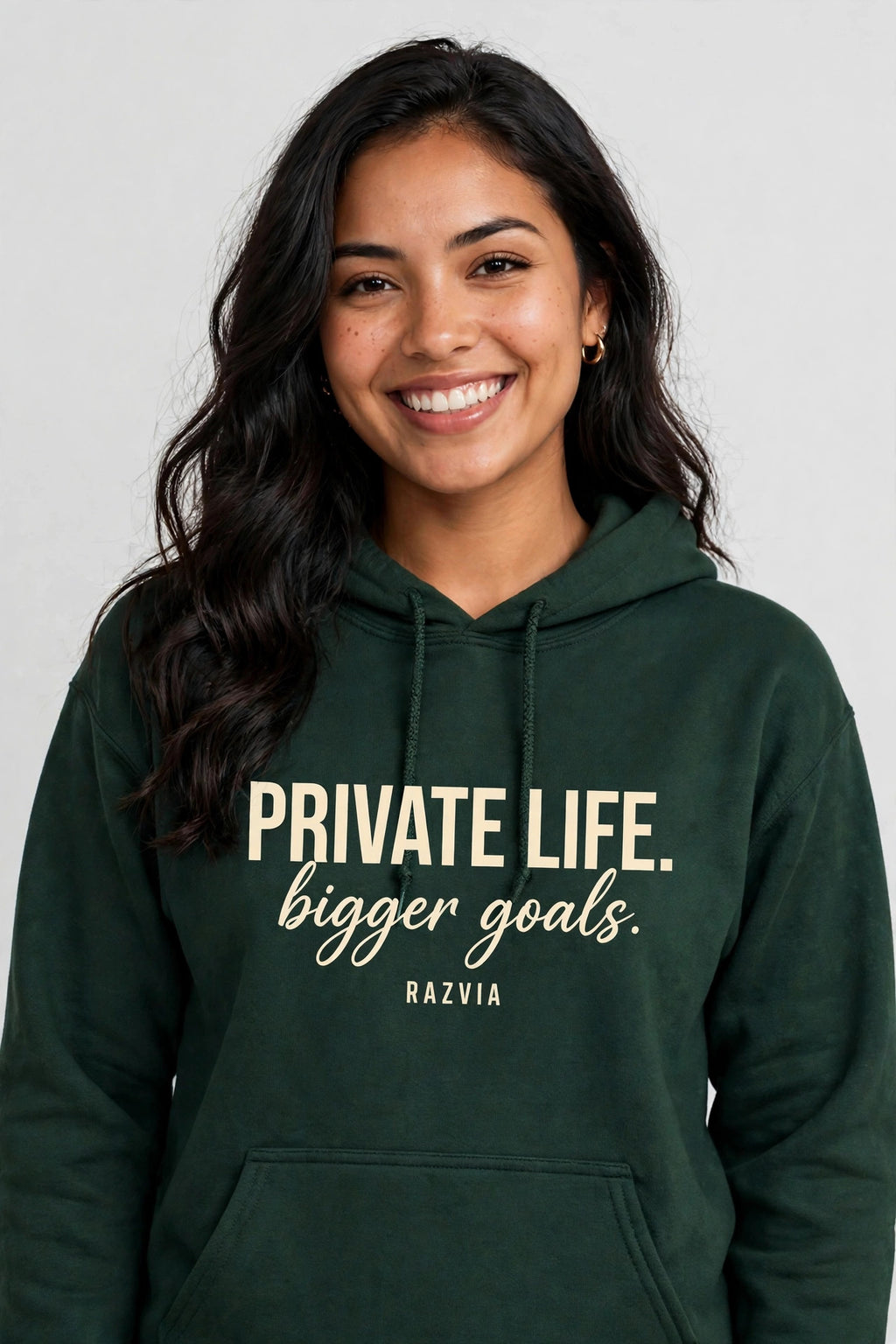Private Life Bigger Goals Hoodie | Motivational Streetwear Hoodie Women | Inspirational Quote Hoodie | Gift for Her | Razvia