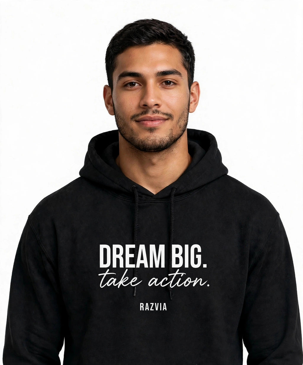 Dream Big Take Action Hoodie | Motivational Streetwear Hoodie for Men | Inspirational Quote Hoodie | Maroon Hoodie Gift for Him | Razvia
