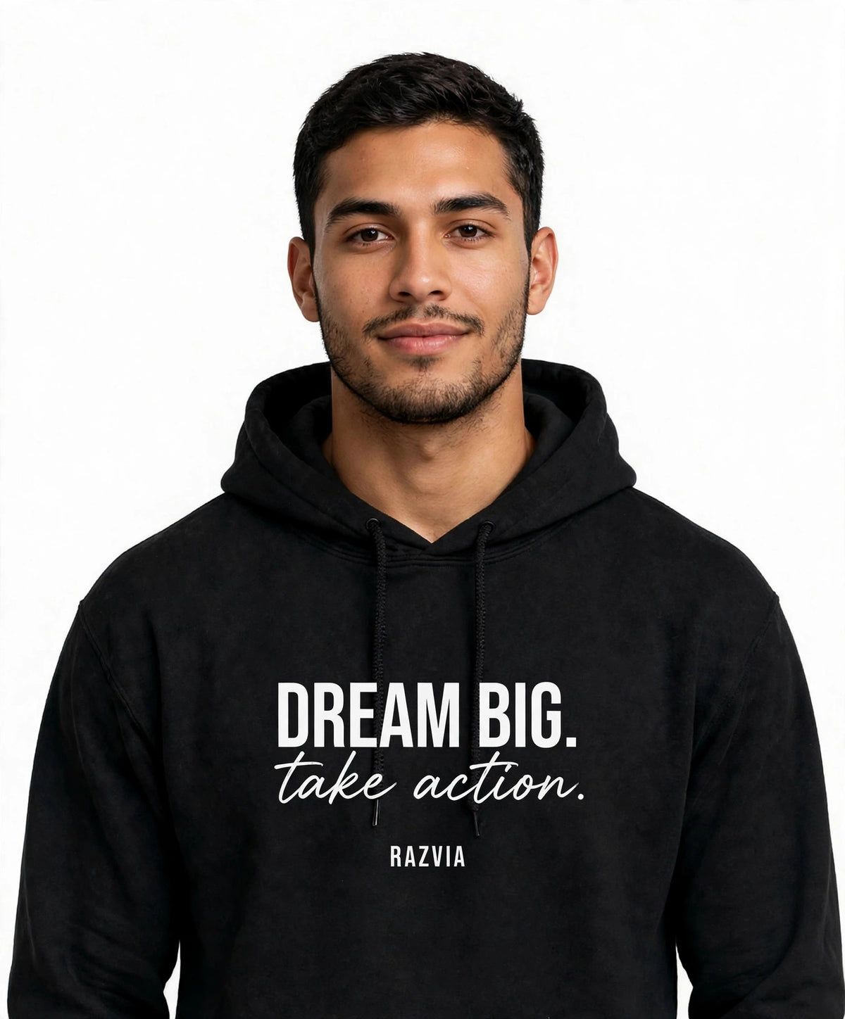 Dream Big Take Action Hoodie | Motivational Streetwear Hoodie for Men | Inspirational Quote Hoodie | Maroon Hoodie Gift for Him | Razvia