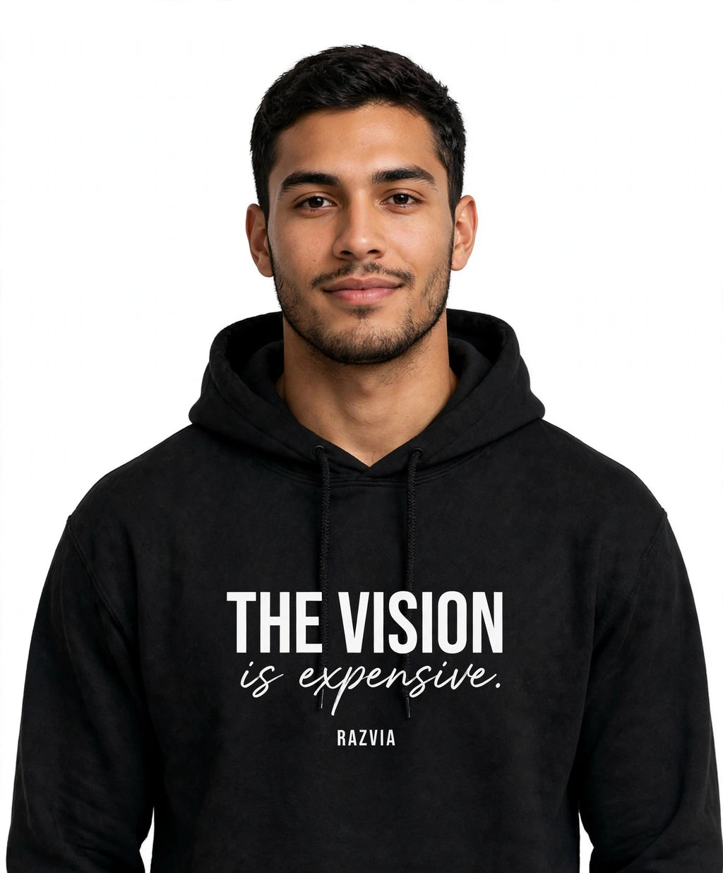 The Vision Is Expensive Hoodie | Motivational Streetwear Hoodie for Men | Inspirational Quote Hoodie | Green Hoodie Gift for Him | Razvia