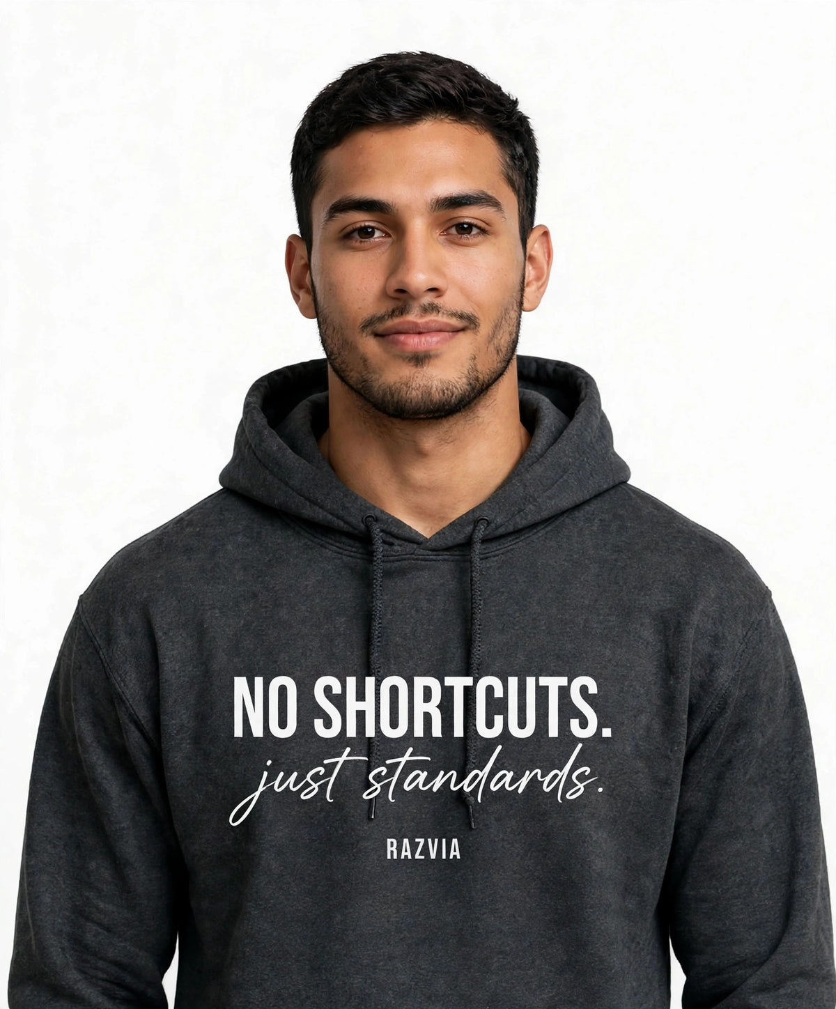 No Shortcuts Just Standards Hoodie | Motivational Streetwear Hoodie Men | Inspirational Quote Hoodie | Gym Gift for Him | Razvia