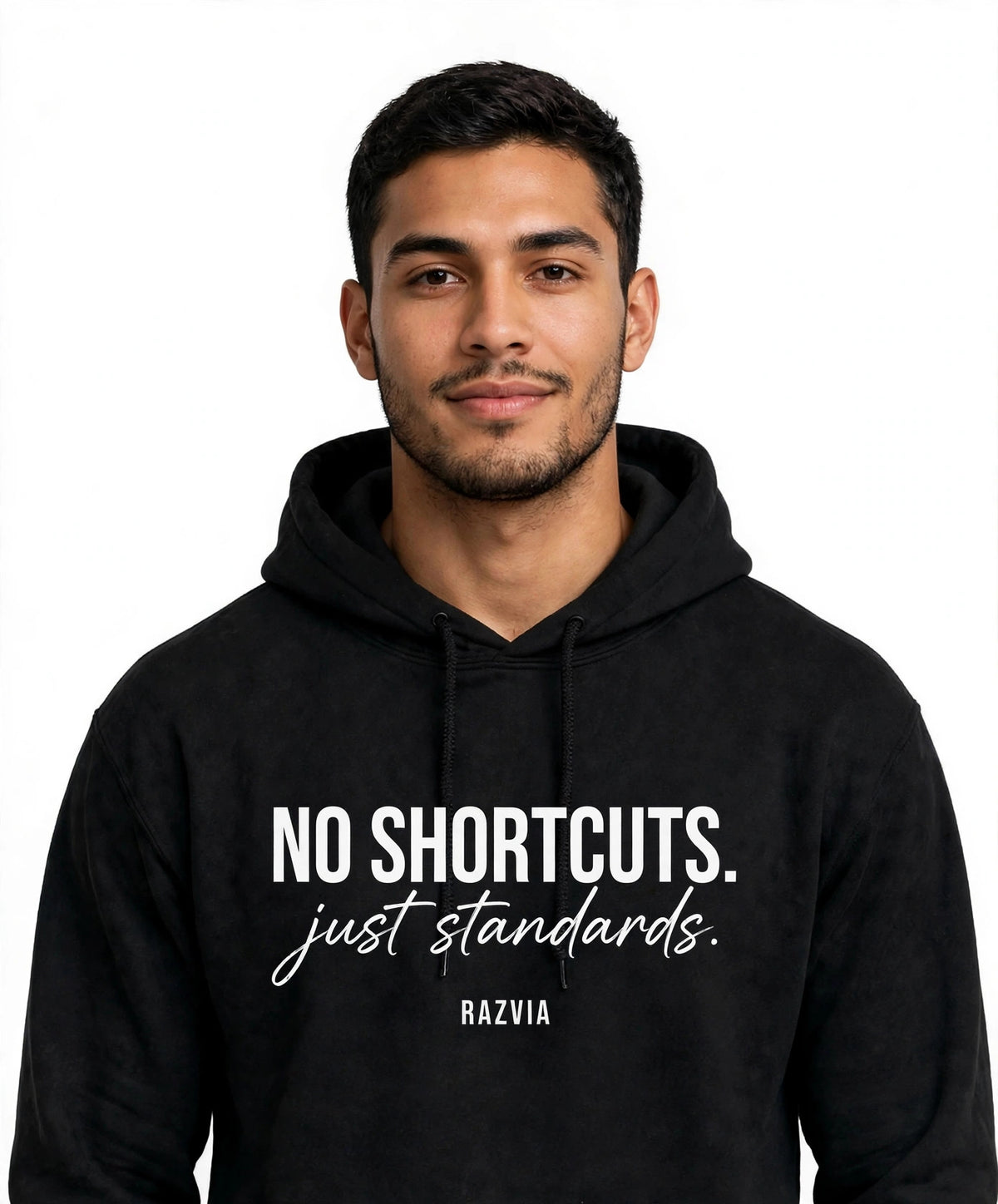 No Shortcuts Just Standards Hoodie | Motivational Streetwear Hoodie Men | Inspirational Quote Hoodie | Gym Gift for Him | Razvia